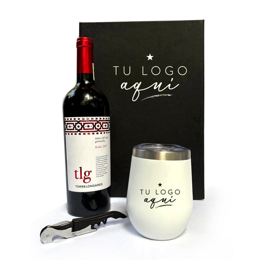 Kit de Vino Torrelongares con Copa Térmica y Sacacorchos en Estuche Personalizado de Lujo | Envíos nacionales urgentes