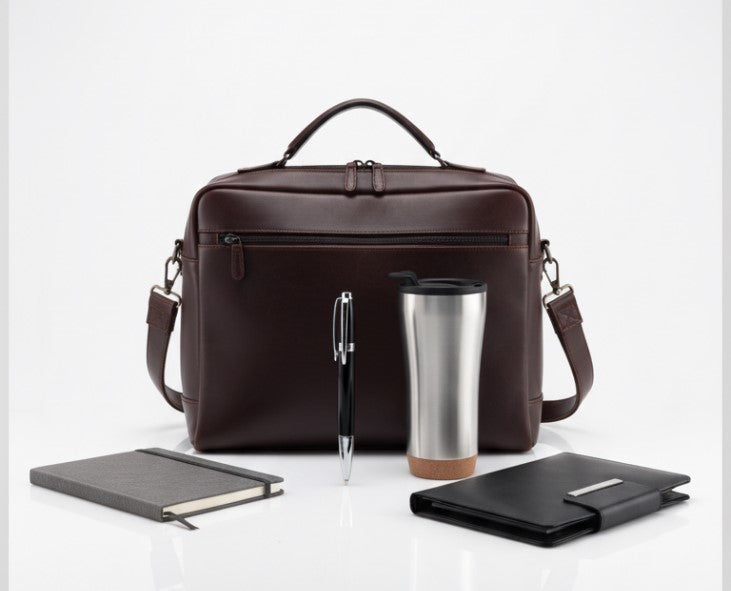 Colección Premium con Maletín de Piel Obscuro | Regalo Ejecutivo Personalizado