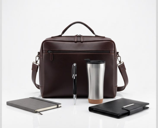 Colección Premium con Maletín de Piel Obscuro | Regalo Ejecutivo Personalizado