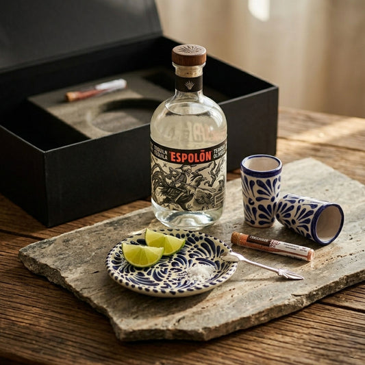 Regalo empresarial de lujo tequila Espolón y conjunto de talavera con complementos