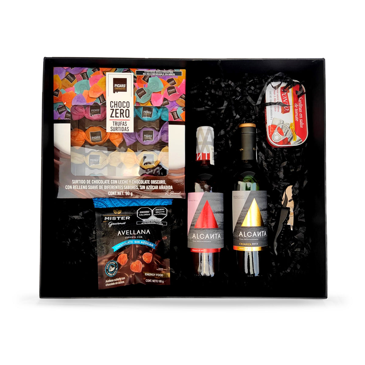 Regalo Navideño Con Vino Tinto, Vino Rosado, Trufas y Complementos - Entregas urgentes nacional