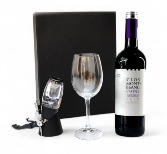 Kit de Accesorios para Vino Tinto Clos Montblanc con Copa y Oxigenador