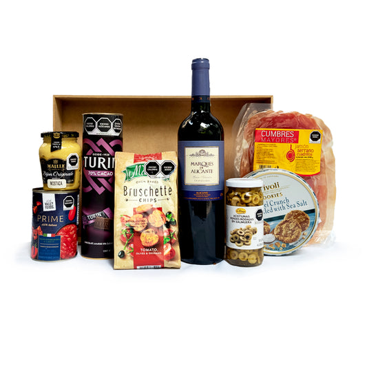 Canasta Navideña con Vino Conde De Alicante y Complementos De Lujo