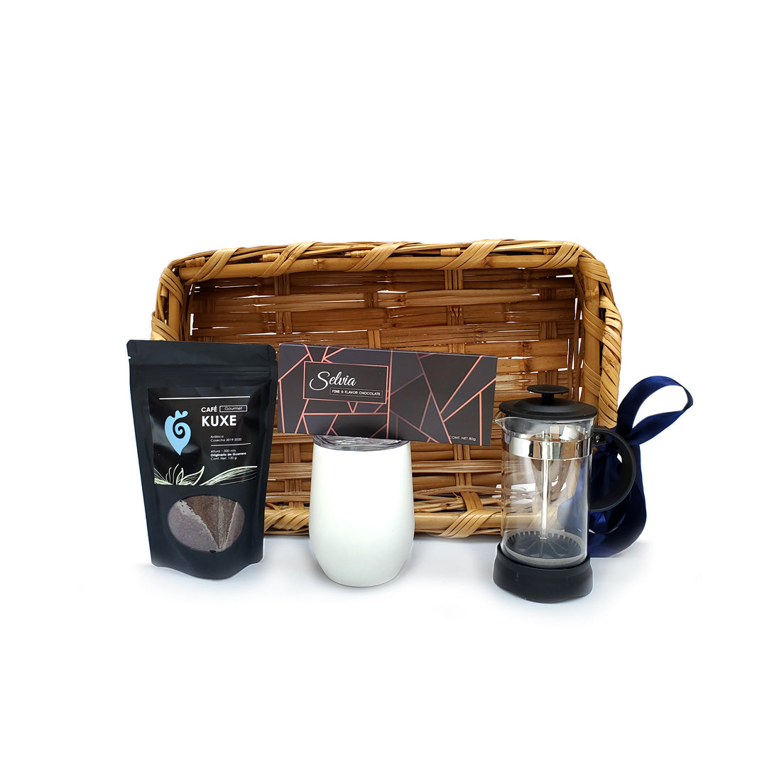Canastas Navideñas Premium Con Prensa Francesa Y Chocolates Exclusivos