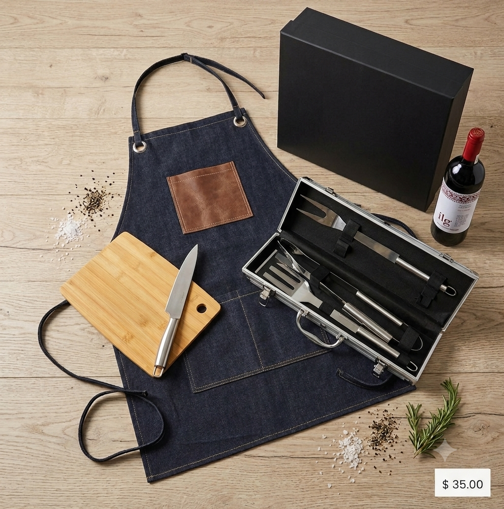 Set Parrillero con Vino y Grabado Personalizado | Edición de Lujo