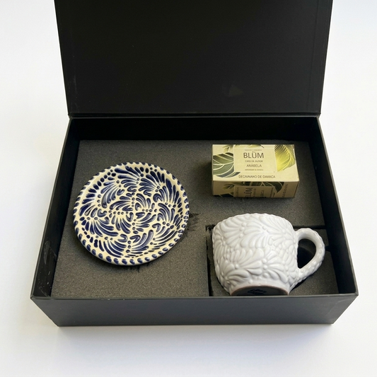 Regalo empresarial de lujo con café gourmet y conjunto de talavera