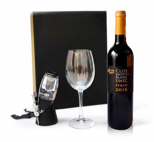 Kit de Accesorios para Vino Tinto Clos Montblanc con Copa y Oxigenador