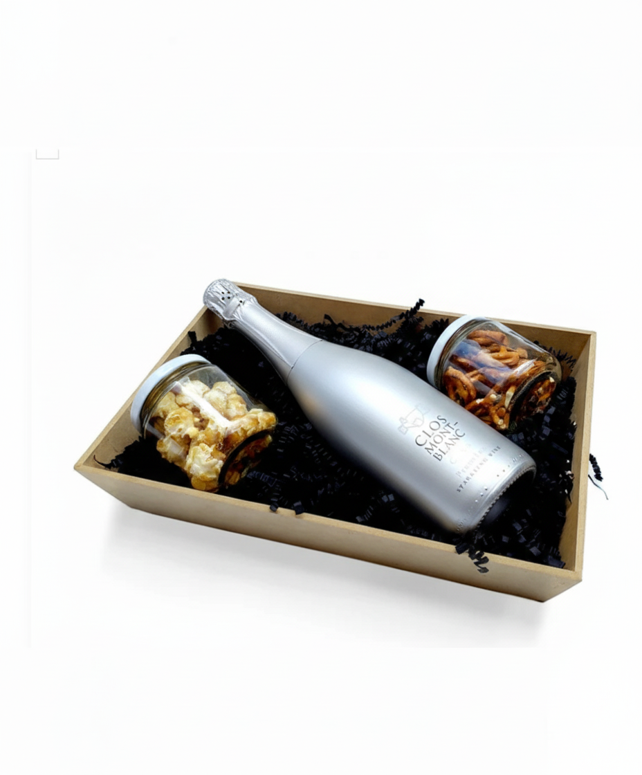 Canastas Navideñas Premium Con Clos mont blanc- cava brut Y Snacks Gourmet