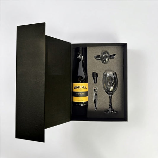 Regalo empresarial de lujo para cata con vino tinto Marco Real D.O Navarra