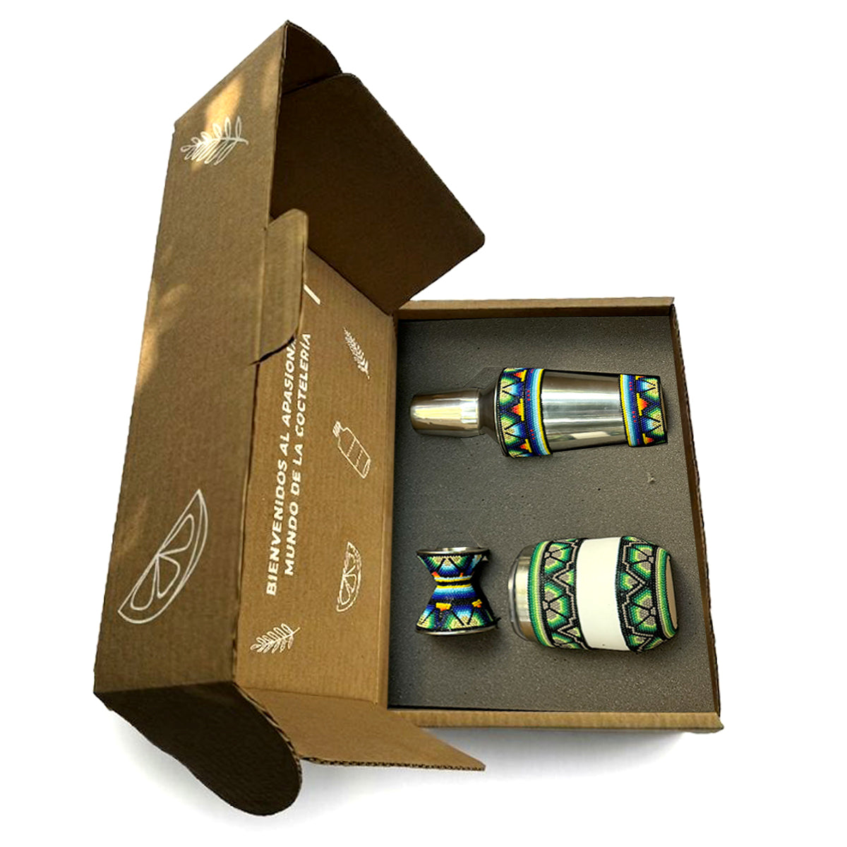 Kit de cocteleria premium arte Huichol