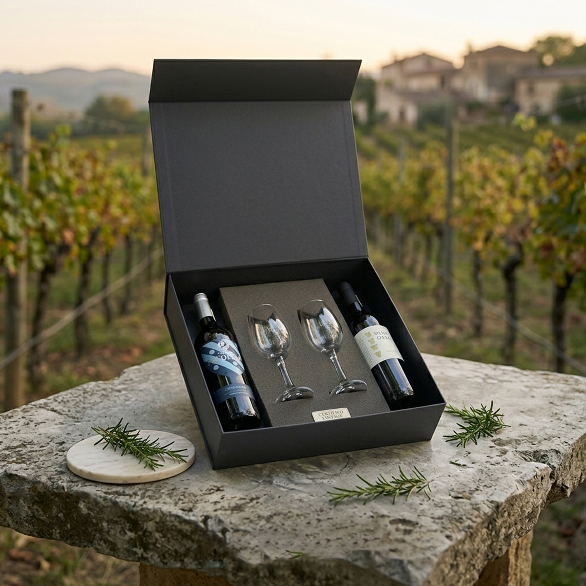 Regalo empresarial de lujo Don Diego Escolano Crianza 2017 y Viña Oria Garnacha