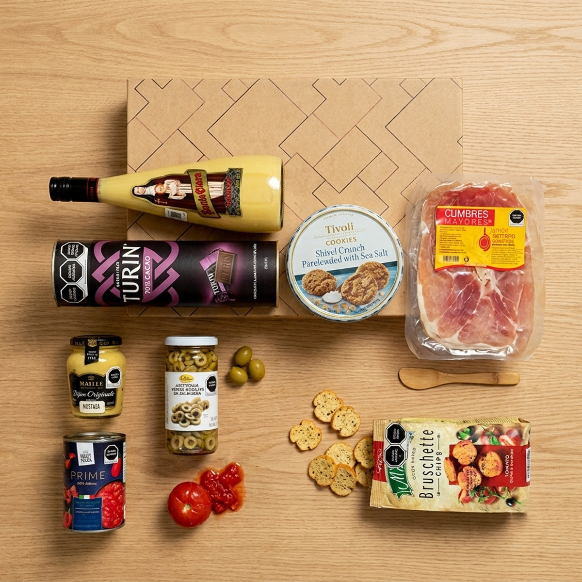 Canasta ejecutiva Turin con rompope y complementos gourmet para disfrutar
