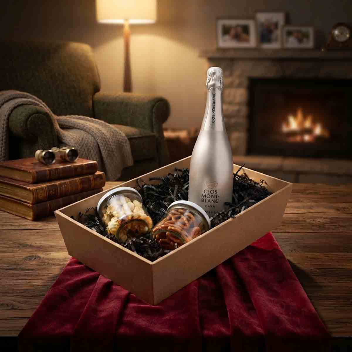 Canastas Navideñas Premium Con Clos mont blanc- cava brut Y Snacks Gourmet