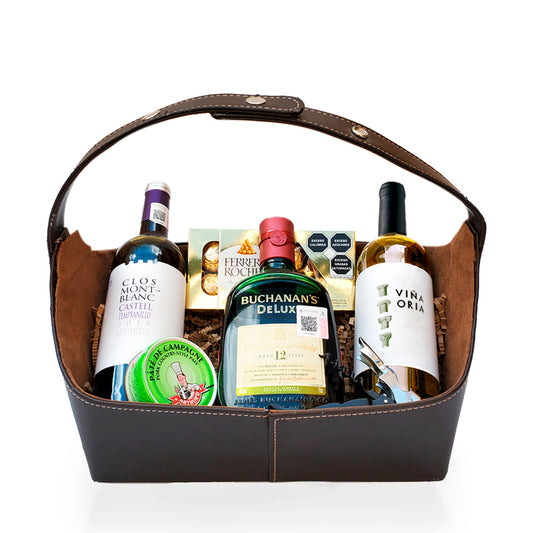 Canastas Navideñas Exclusiva Conn Buchanans Deluxe, Vino Clos Montblanc y Accesorios Premium