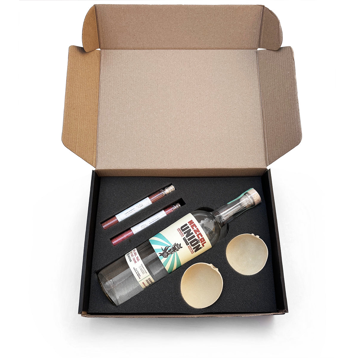 Regalos para suegros: Kit De Mezcal Unión Con Jicaras y Sales Artesanales.