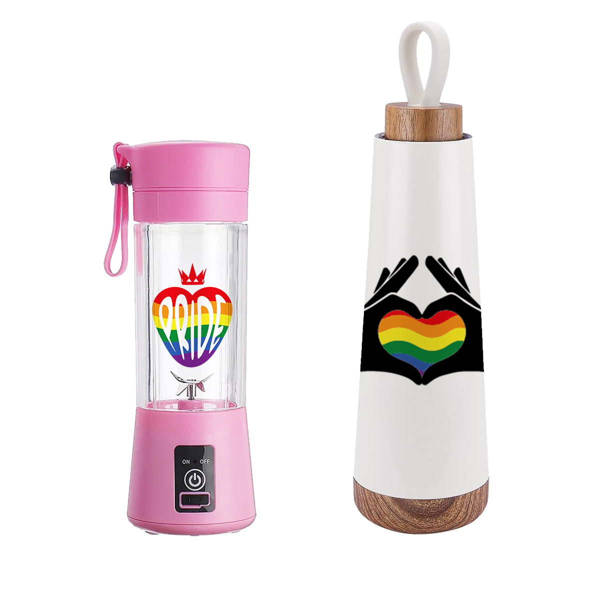 Kit Pride Fit LGBT+ Termo + Mini Vaso Licuadora Automática