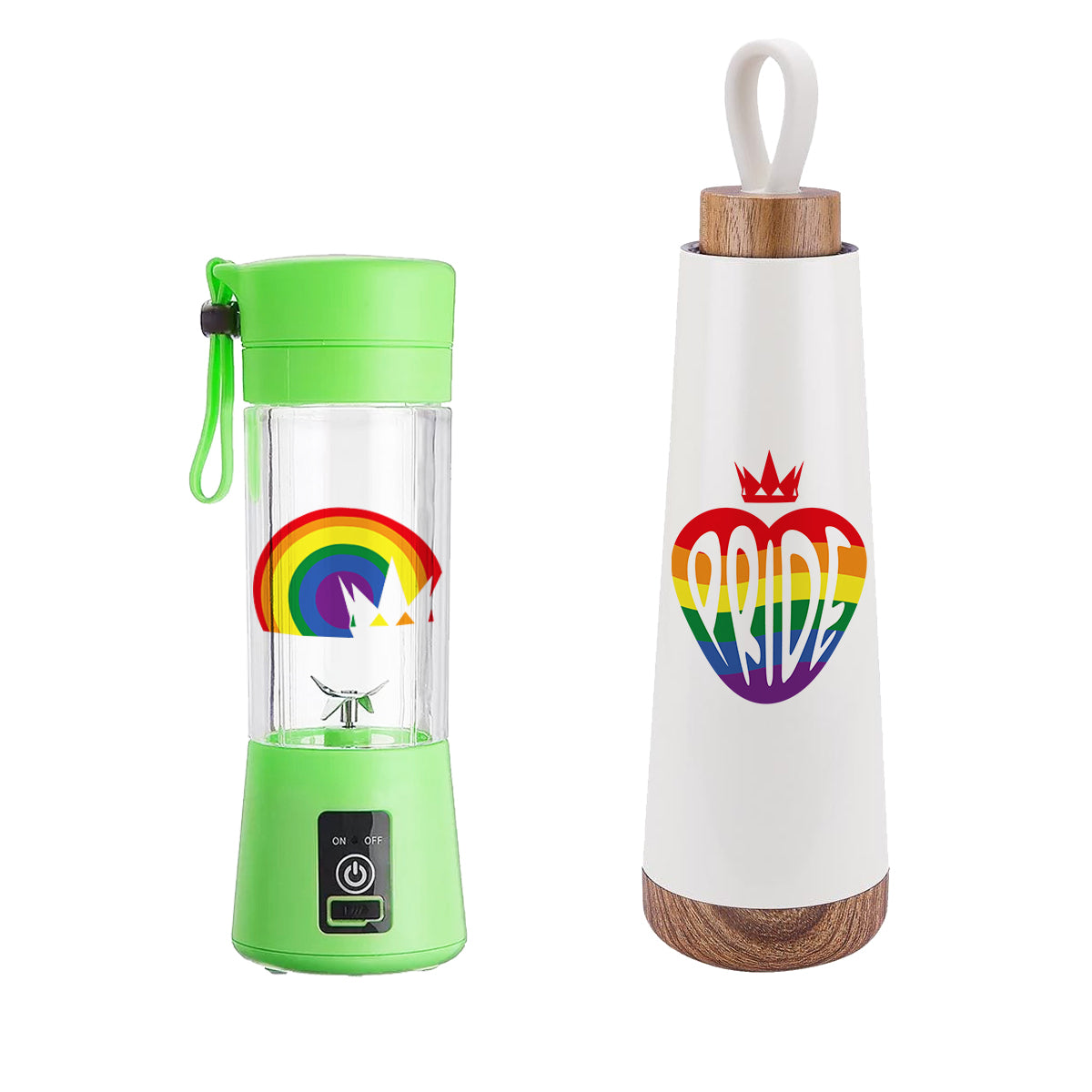 Kit Pride Fit LGBT+ Termo + Mini Vaso Licuadora Automática