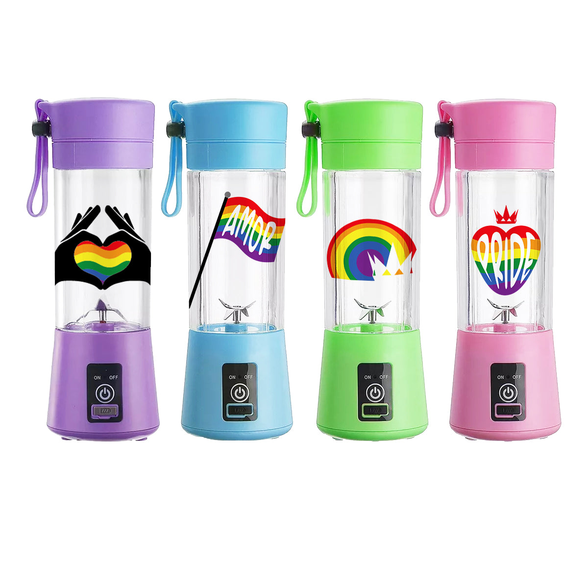 Kit Pride Fit LGBT+ Termo + Mini Vaso Licuadora Automática