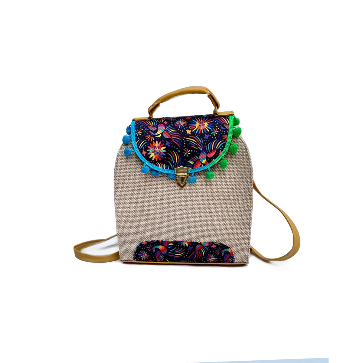 Bolsa-Mochila Artesanal Bordada A Mano
