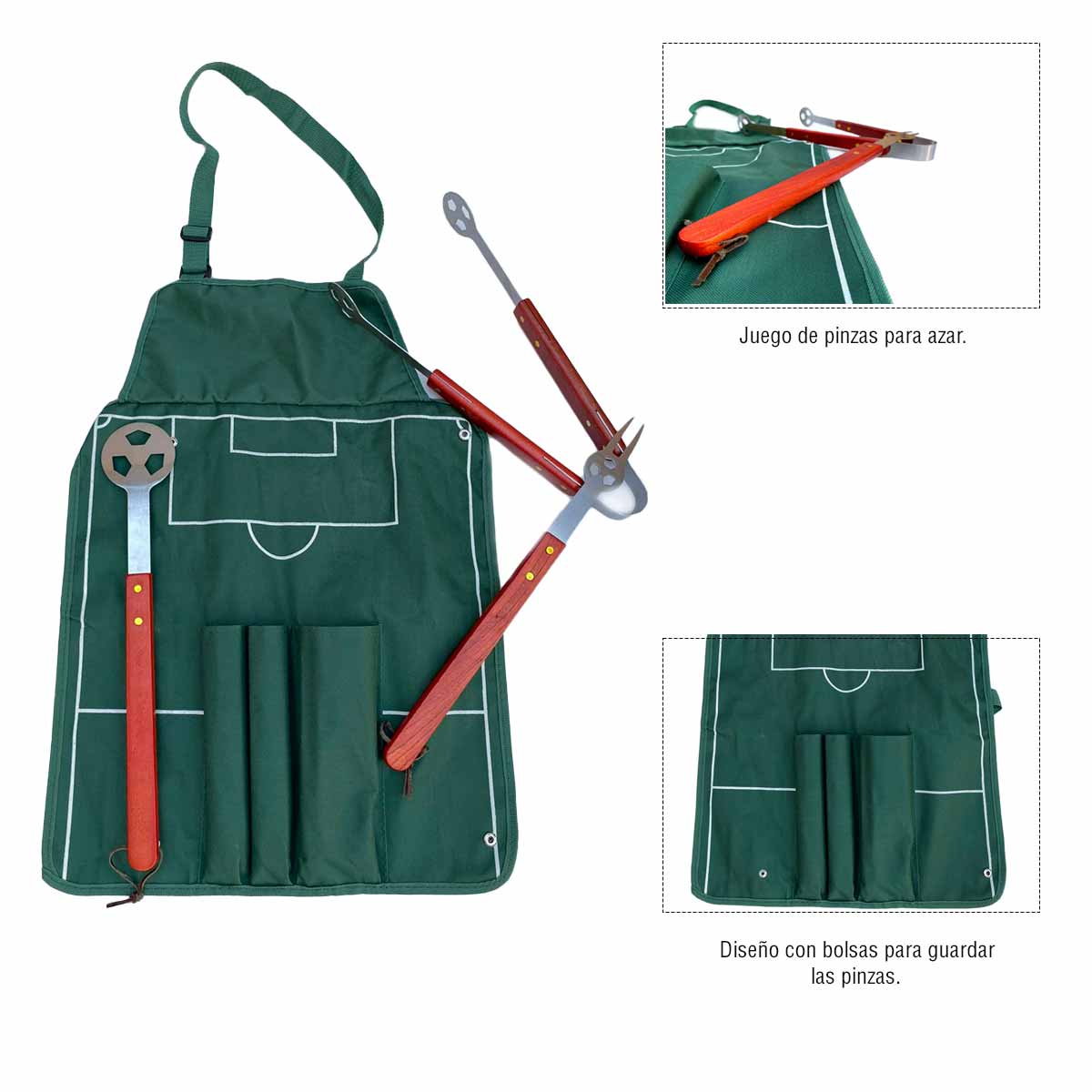 Mandil BBQ de Fútbol con accesorios