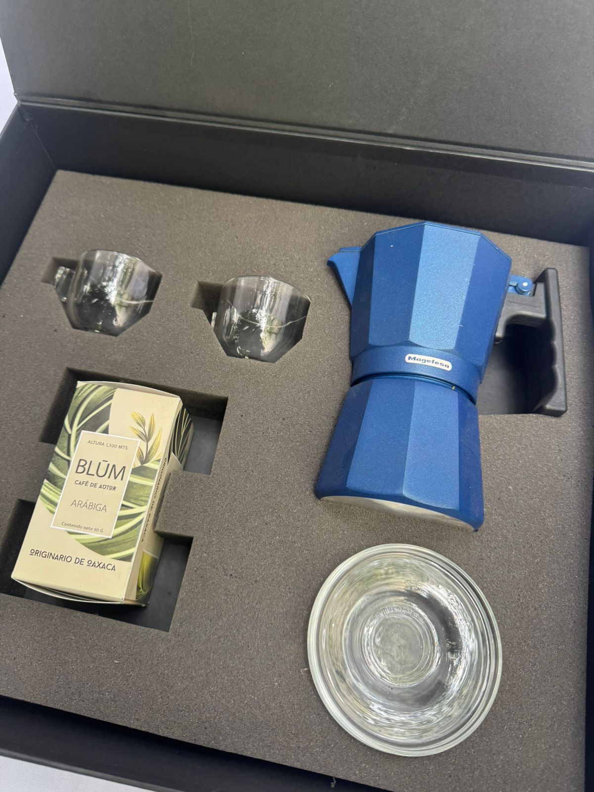 Regalo empresarial de lujo prensa italiana con cristaleria y café de origen