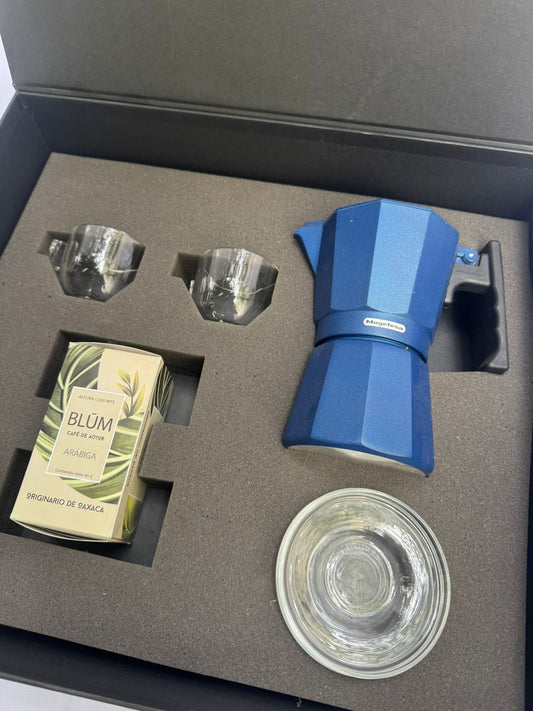 Regalo empresarial de lujo prensa italiana con cristaleria y café de origen