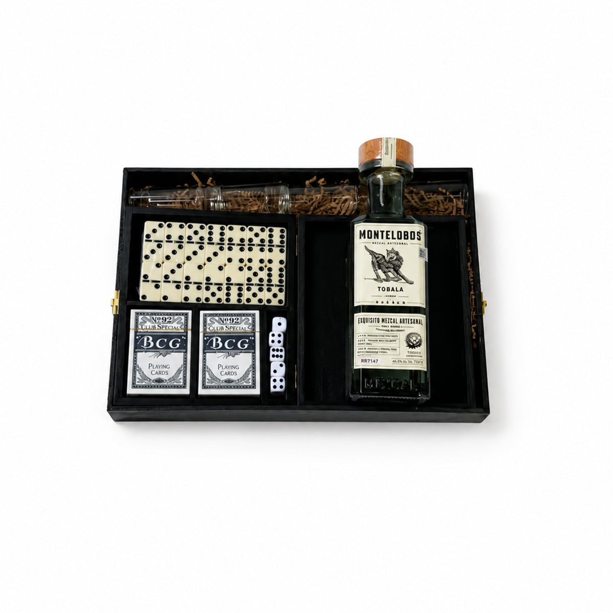 Regalo Empresarial de lujo Mezcal Montelobos con Juegos Y Vasos Tequileros Premium