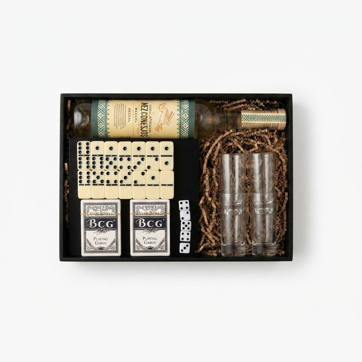 Regalo Empresarial de lujo mezcal 400 Conejos reposado con Juegos Y Vasos Tequileros Premium