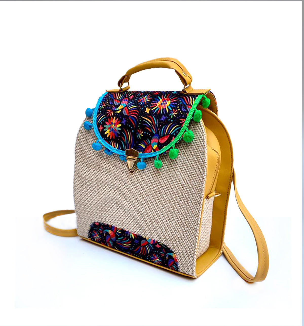 Bolsa-Mochila Artesanal Bordada A Mano