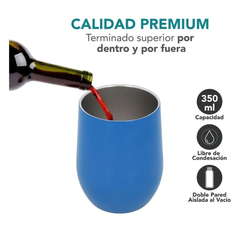 Vaso Termo 12 Oz Vino Café Te Acero