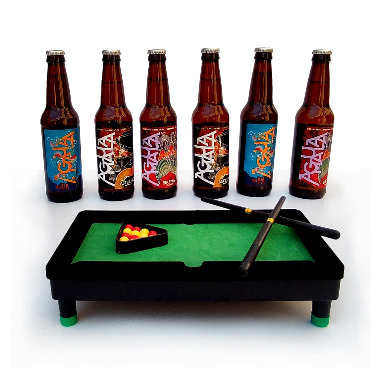 Kit Cerveza Artesanal Agua Mala Y Mini Billar