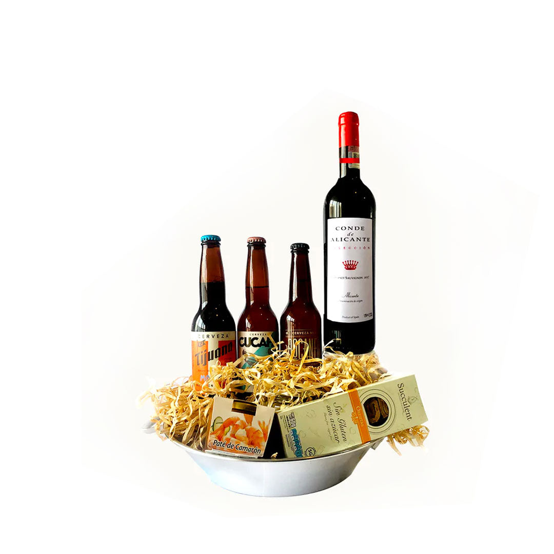 Regalo Empresarial con Vino Tinto más Cerveza Artesanal Agua Mala