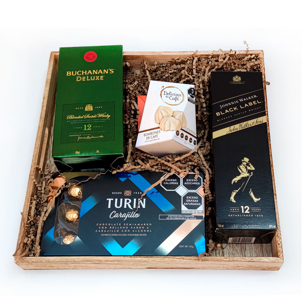 Regalo Con Whisky Black Label Y Buchanan´s 12 Años Con Chocolates