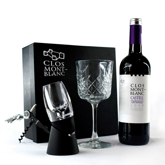 Kit de Accesorios para Vino Tinto Clos Montblanc con Copa y Oxigenador