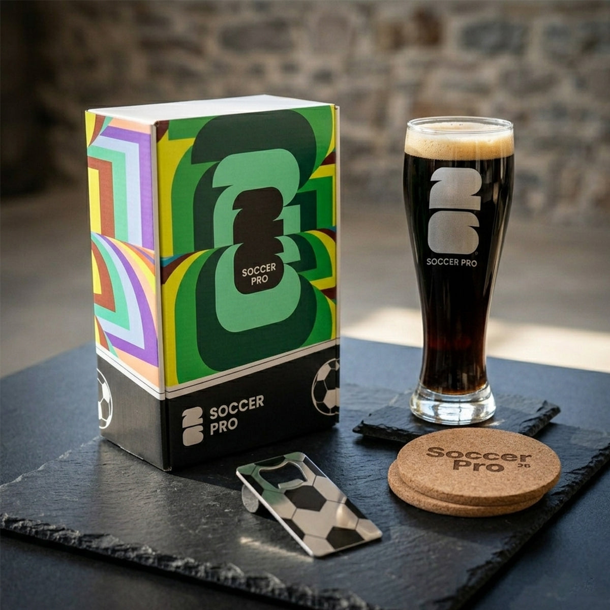 VASO CONMEMORATIVO MUNDIAL 400 ML + DESTAPADOR METALICO + CERVEZA
