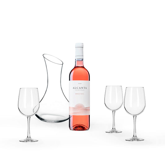 Regalo Premium De Vino Rosado Alcanta Con Juego de Cristalería