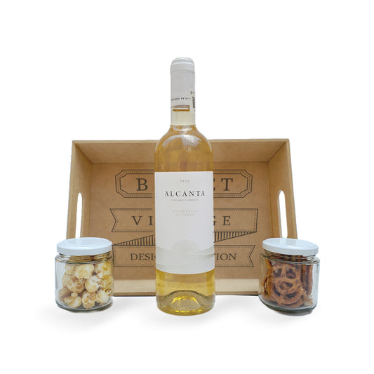 Canastas Para Regalo Navideños Premium Con Vino Blanco Alcanta Y Snacks Gourmet