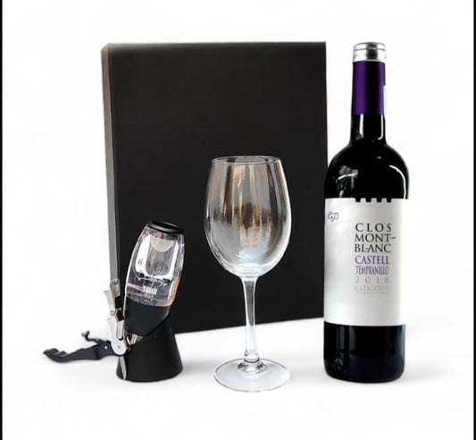 Kit de Accesorios para Vino Tinto Clos Montblanc con Copa y Oxigenador