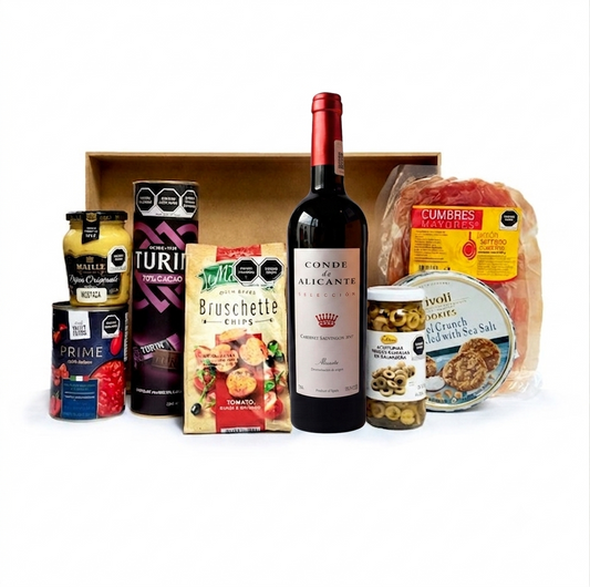 Canasta Navideña con Vino Conde De Alicante y Complementos De Lujo