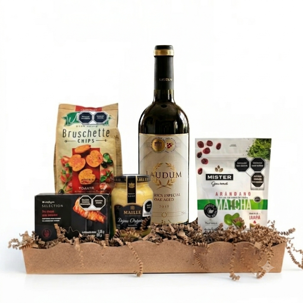 Canasta Navideña Corporativa con Vino y Complementos Exclusivos