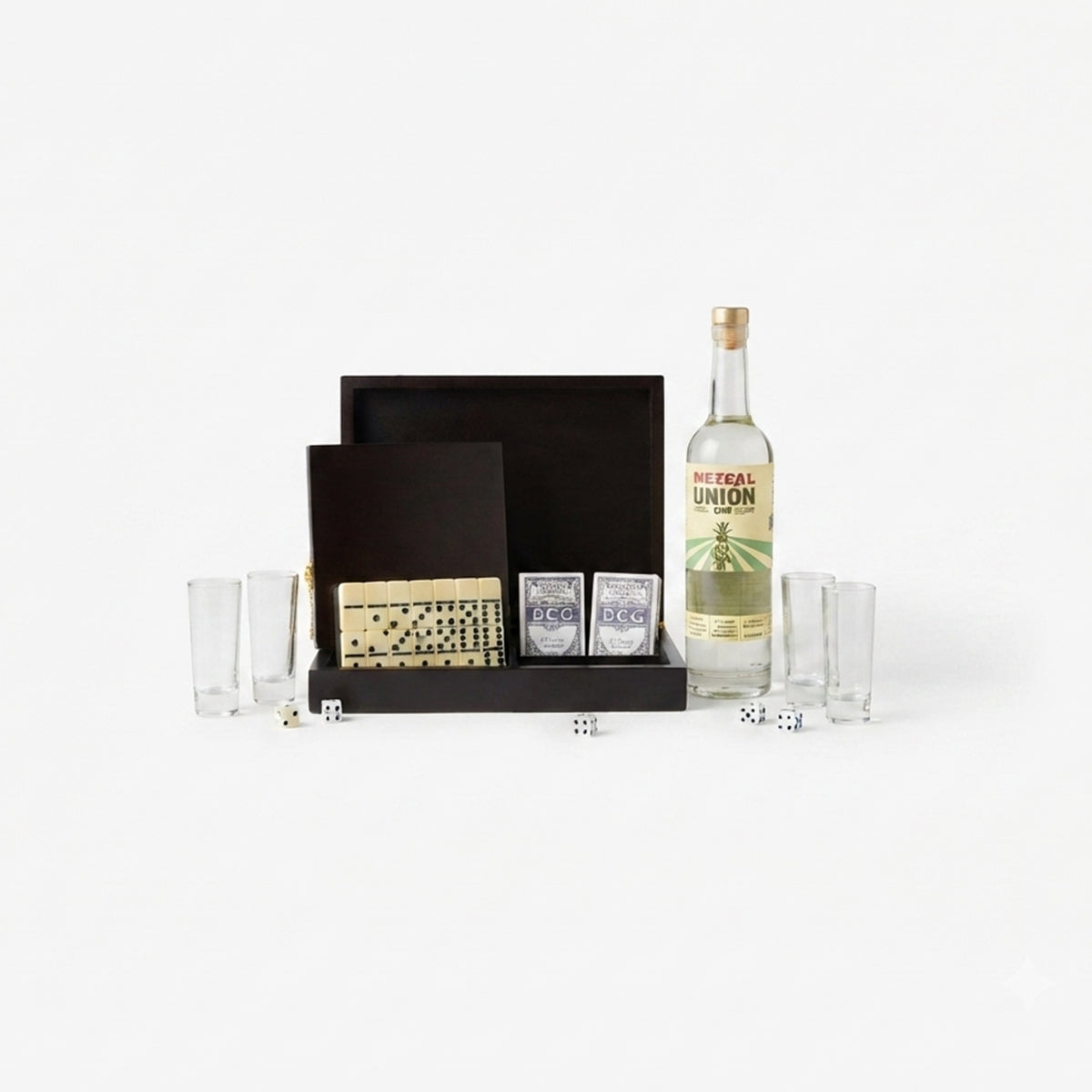 Regalo Empresarial mezcal Union con Juegos Y Vasos Tequileros Premium
