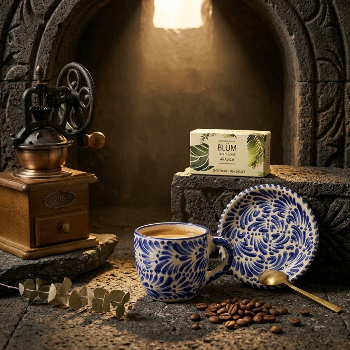 Regalo empresarial de lujo con café gourmet y conjunto de talavera