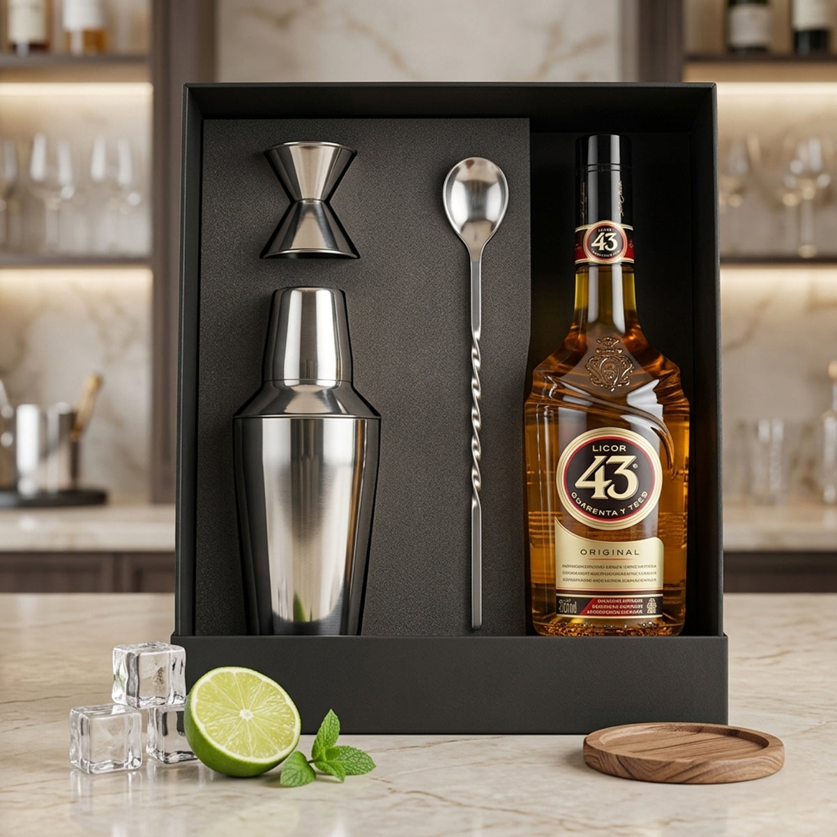 Regalo empresarial de lujo Licor 43 y accesorios para cocteleria