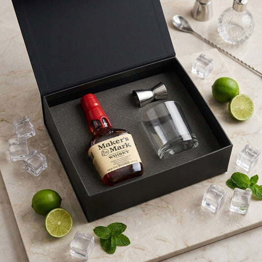 Regalo empresarial de lujo Maker´s Mark con vaso y enfriadores