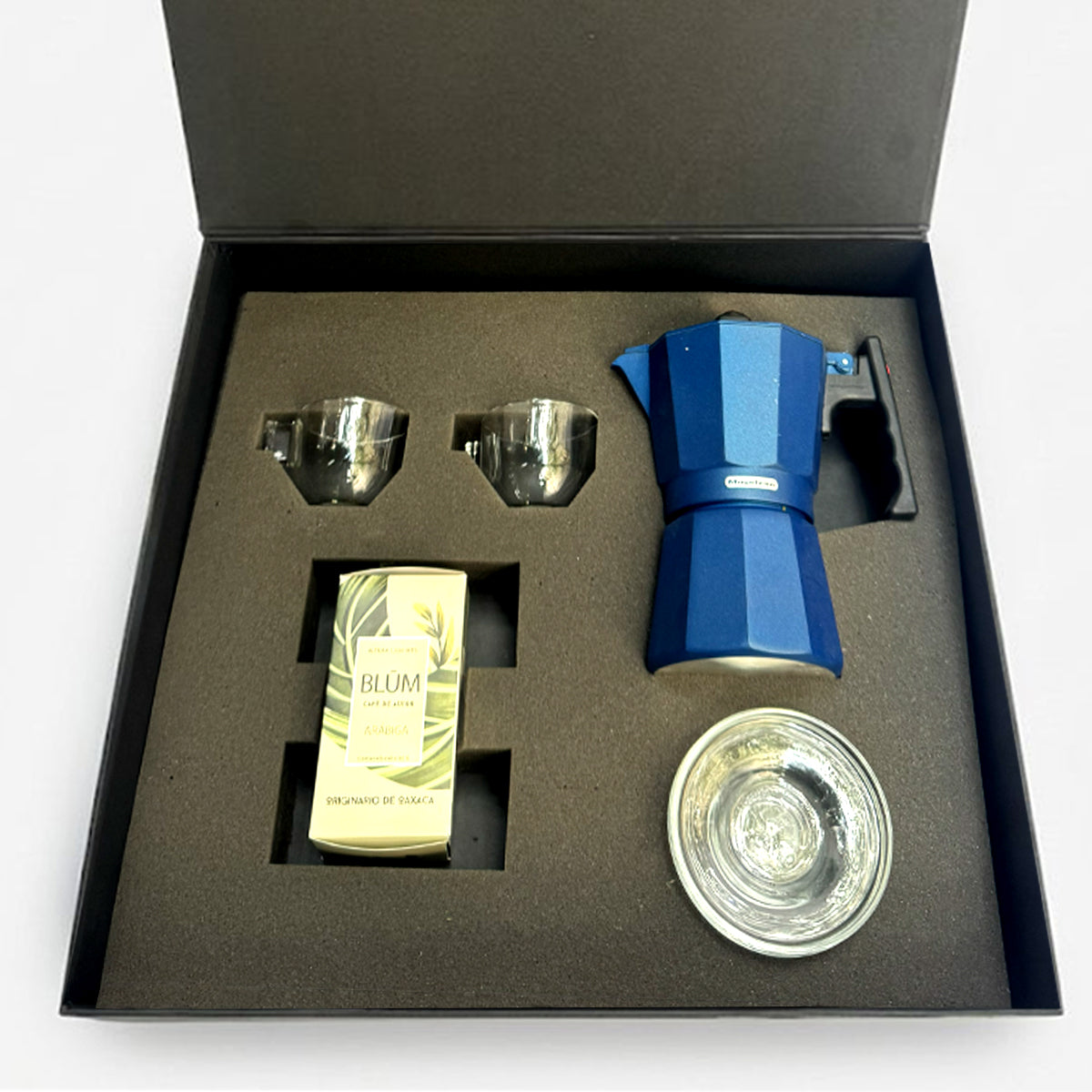 Regalo empresarial de lujo prensa italiana con cristaleria y café de origen