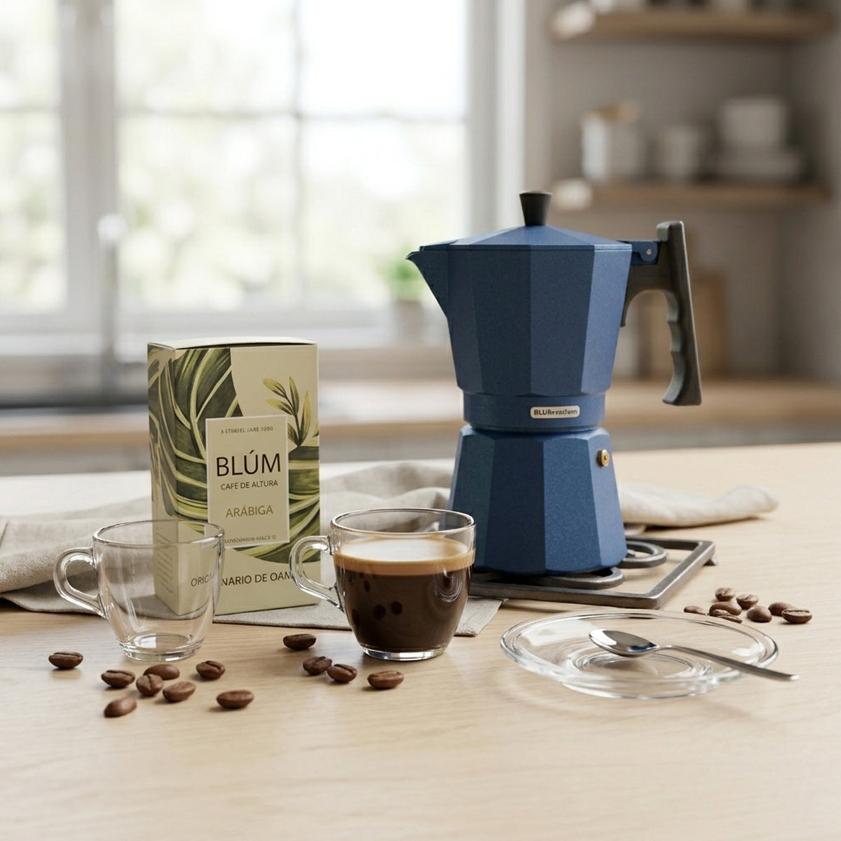 Regalo empresarial de lujo prensa italiana con cristaleria y café de origen