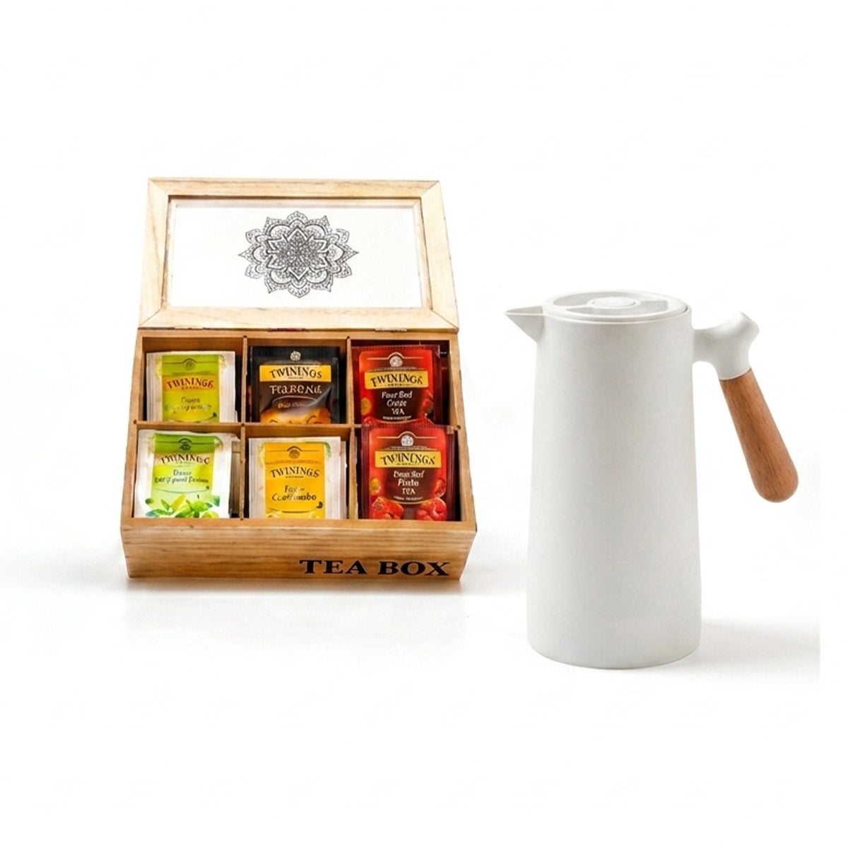 Kit de Té con Caja de Madera, Jarra