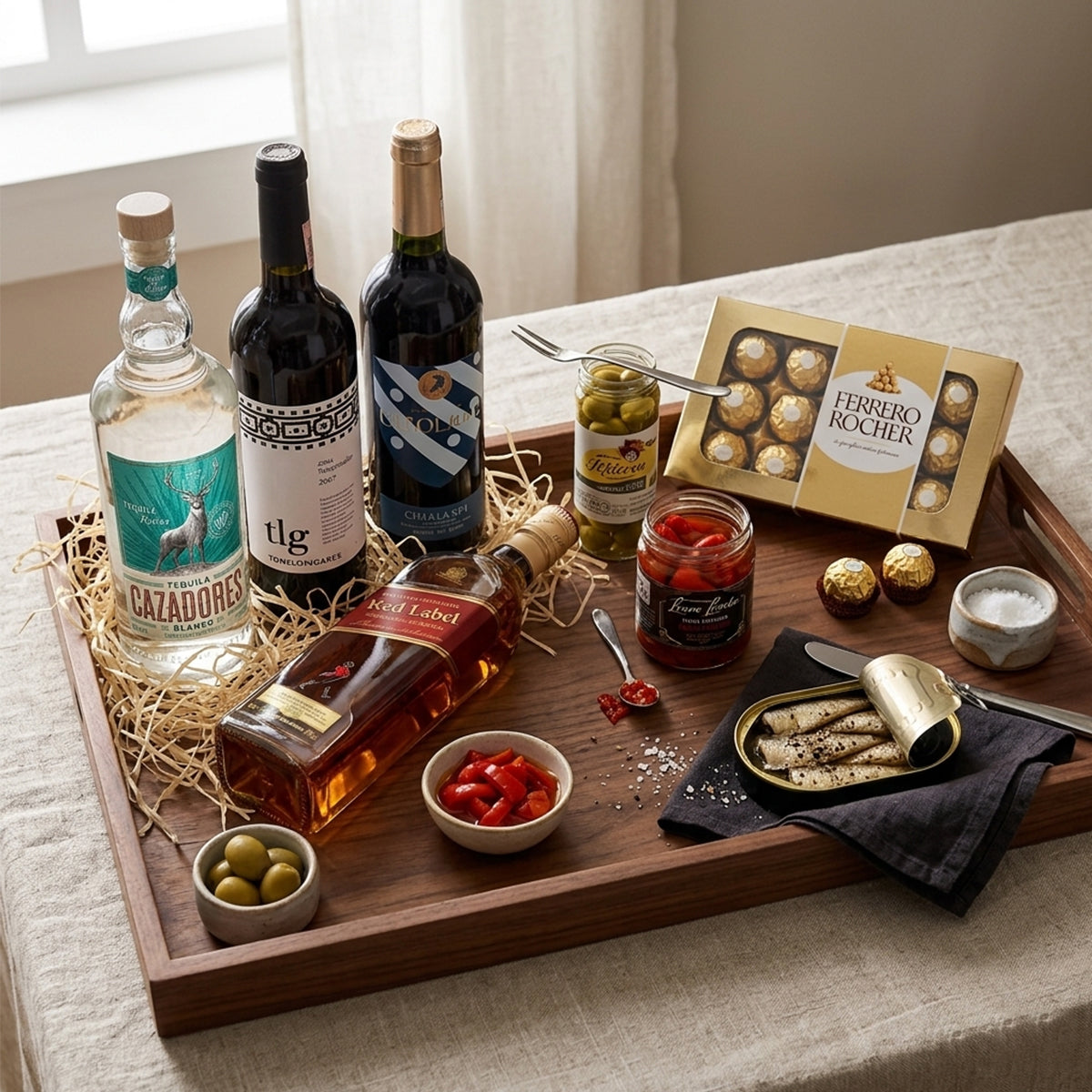 Canasta Empresarial Tequila Cazadores, Johnnie Walker y Selección de 2 Vinos (Copia)