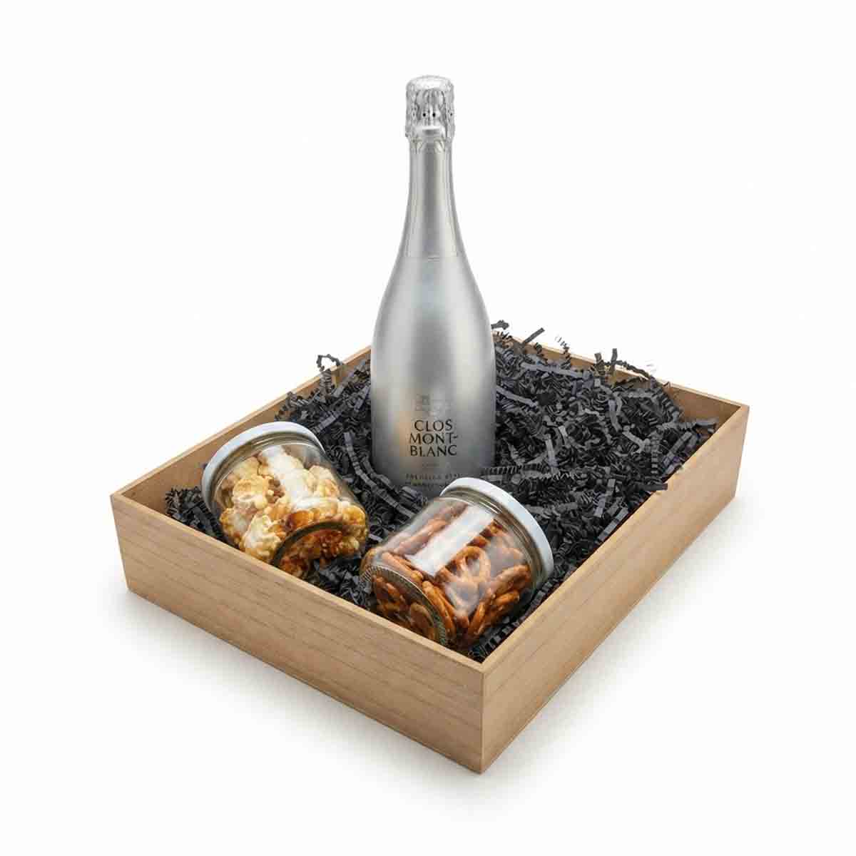 Canastas Navideñas Premium Con Clos mont blanc- cava brut Y Snacks Gourmet