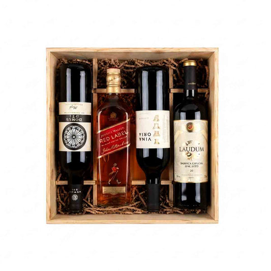 Canasta Empresarial, Whisky Red Label y Selección de 3 Vinos Laudum